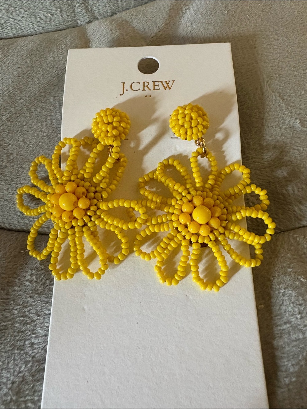 J. Crew Sunburst Yellow Beaded Flower Earrings - Picture 3 of 6